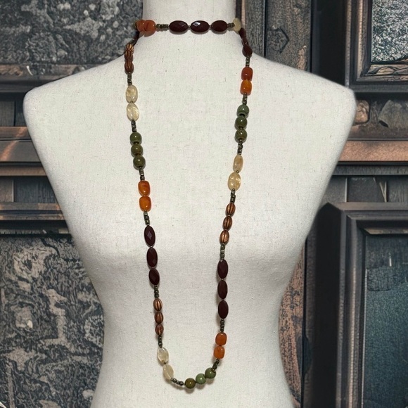 ANTHROPOLOGIE • Carnelian Bead Bohemian Hippie Beach Layering Necklace - Picture 5 of 6